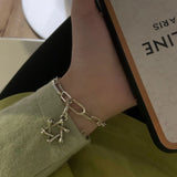 S925 Silver Bracelet Hexagram Pendant Retro Hip Hop Jewelry