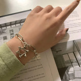 S925 Silver Bracelet Hexagram Pendant Retro Hip Hop Jewelry