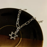 S925 Silver Bracelet Hexagram Pendant Retro Hip Hop Jewelry