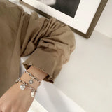 S925 Sterling Silver Elephant Double Chain Bracelet for Women