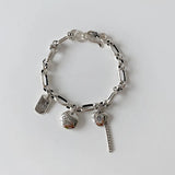 S925 Sterling Silver Elephant Double Chain Bracelet for Women