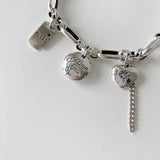S925 Sterling Silver Elephant Double Chain Bracelet for Women