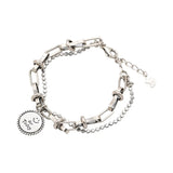 S925 Silver Smiling Face Double Chain Bracelet