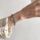 S925 Silver Smiling Face Double Chain Bracelet