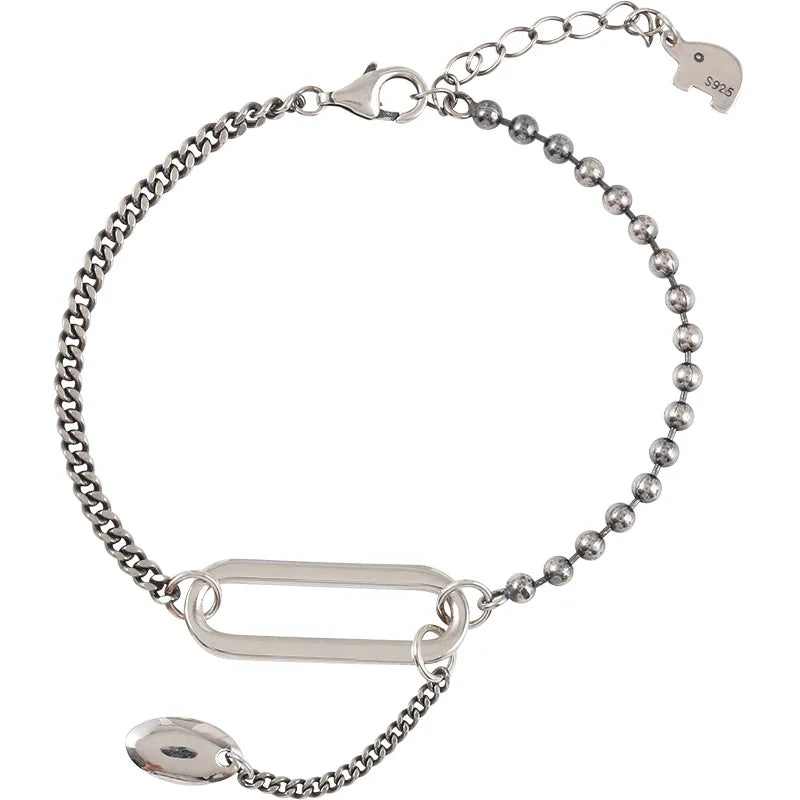 S925 Silver Bracelet Retro Geometry Student Jewelry