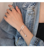S925 Silver Bracelet Retro Geometry Student Jewelry