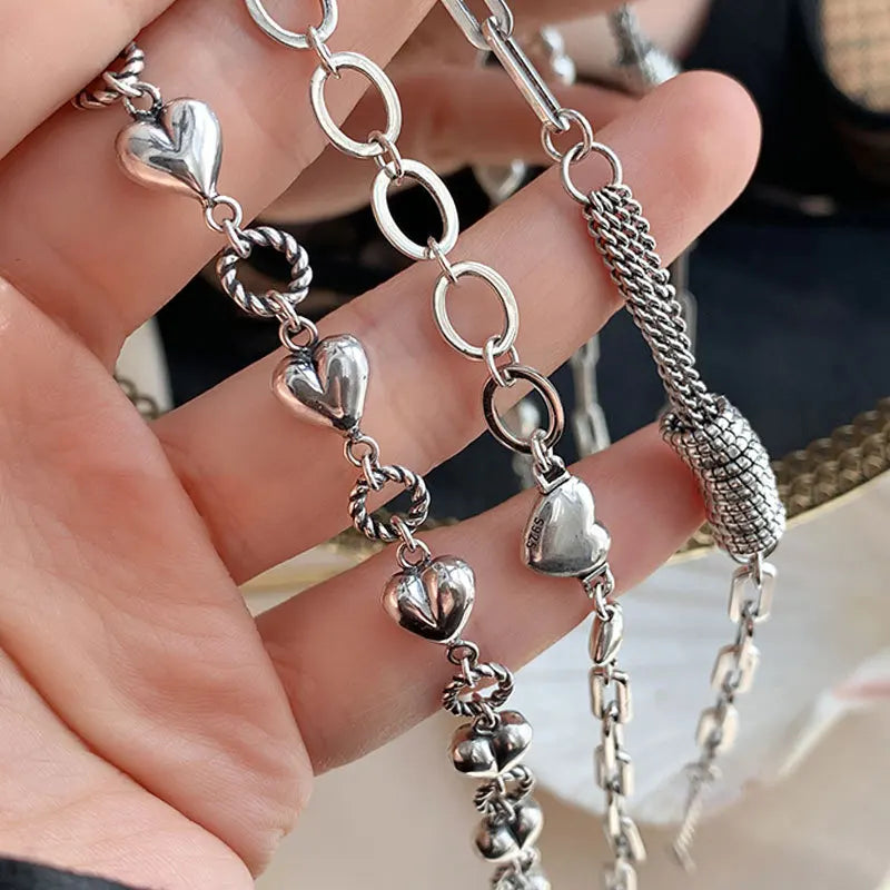 S925 Sterling Silver Retro Love Bracelet for Women