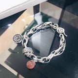 Retro Strawberry Crystal Clock Casual Bracelet Jewelry