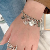 925 Silver Bracelet Smile Face Star Fish Flower Women Bracelet