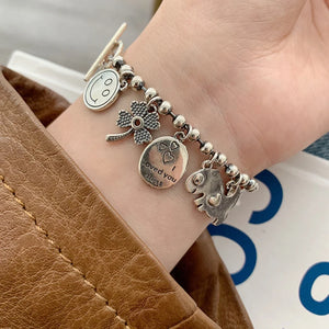 925 Silver Bracelet Smile Face Star Fish Flower Women Bracelet