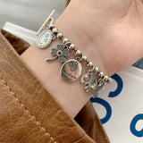 925 Silver Bracelet Smile Face Star Fish Flower Women Bracelet