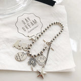 925 Silver Bracelet Smile Face Star Fish Flower Women Bracelet