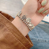 925 Silver Bracelet Smile Face Star Fish Flower Women Bracelet