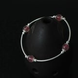 S925 Silver Bracelet Strawberry Quartz Aquamarine Beads