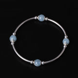 S925 Silver Bracelet Strawberry Quartz Aquamarine Beads