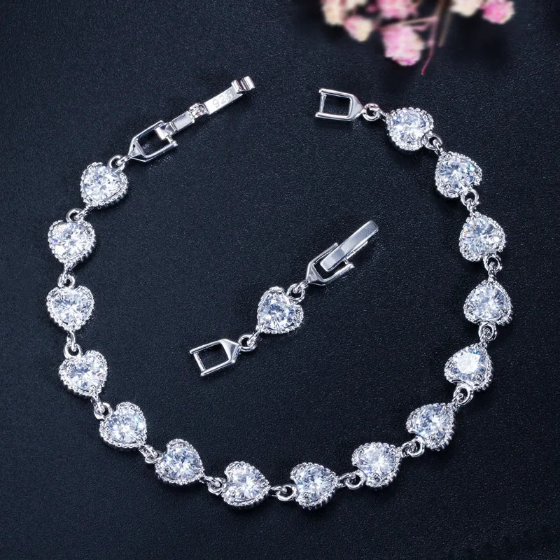 S925 Sterling Silver Drop-Shaped Zircon Bracelet