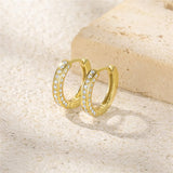 S925 Silver Brief Style Hoop Earrings 3 Rows Diamond Women Party Jewelry