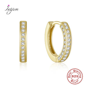 S925 Silver Brief Style Hoop Earrings 3 Rows Diamond Women Party Jewelry