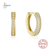 S925 Silver Brief Style Hoop Earrings 3 Rows Diamond Women Party Jewelry