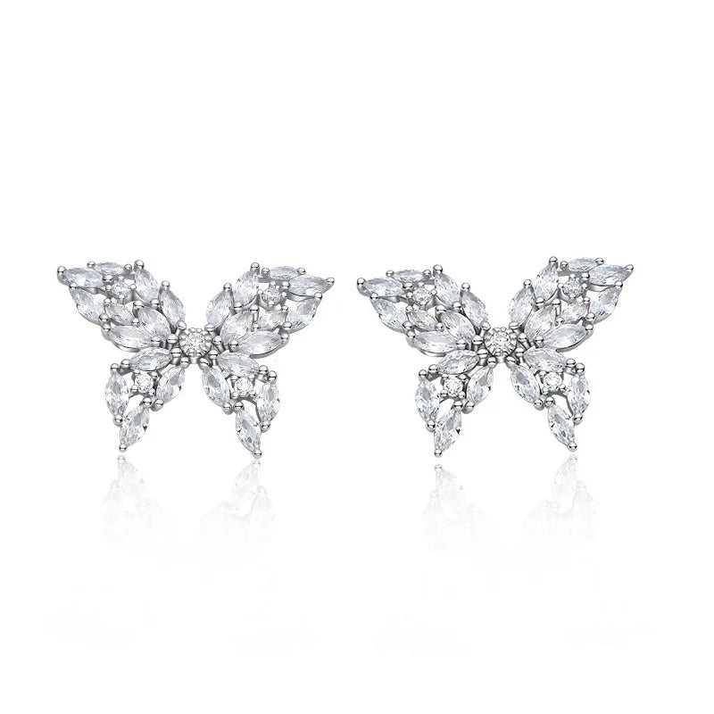 S925 Silver Butterfly Stud Earrings Spring/Summer Gift