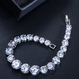 Sterling Silver CZ Tennis Bracelet Bangle for Women Wedding Jewelry