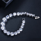 Sterling Silver CZ Tennis Bracelet Bangle for Women Wedding Jewelry