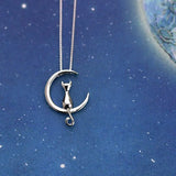 S925 Sterling Silver Cat Pendant Necklace For Women Cat Gift