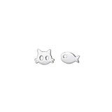 S925 Sterling Silver Cat Small Fish Earrings for Women