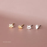 S925 Sterling Silver Cat Small Fish Earrings for Women