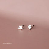 S925 Sterling Silver Cat Small Fish Earrings for Women
