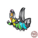 Sterling Silver Chameleon Beaded Bracelet with Colorful Zircon Beads