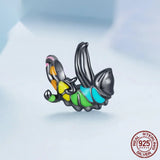 Sterling Silver Chameleon Beaded Bracelet with Colorful Zircon Beads