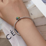 Sterling Silver Chameleon Beaded Bracelet with Colorful Zircon Beads
