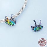 Sterling Silver Chameleon Beaded Bracelet with Colorful Zircon Beads