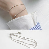 S925 Sterling Silver Minimalist Snake Bone Chain Double Bracelet