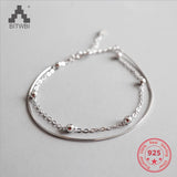S925 Sterling Silver Minimalist Snake Bone Chain Double Bracelet