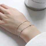 S925 Sterling Silver Minimalist Snake Bone Chain Double Bracelet