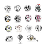 S925 Silver Graduate Beads for Bracelets Pink Zircon Christmas Bear