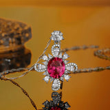 S925 Silver Cherry Blossom Crystal Pendant Necklace