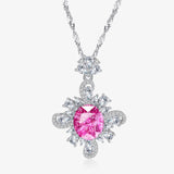S925 Silver Cherry Blossom Crystal Pendant Necklace