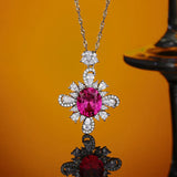 S925 Silver Cherry Blossom Crystal Pendant Necklace
