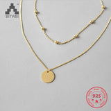 925 Silver Choker Bead Double Clavicle Necklace Chain Women Silver Jewelry
