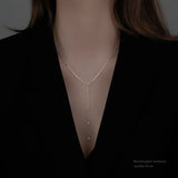 S925 Silver Choker Bead Tassels Necklace Women Clavicle Chain