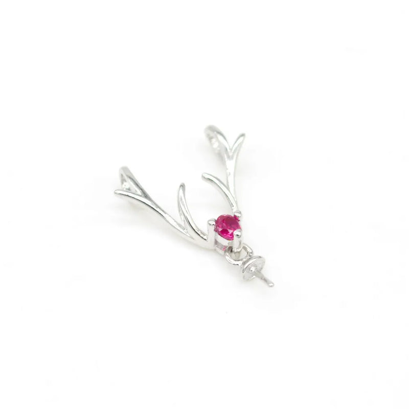 S925 Silver Christmas Antler Pearl Pendant Mountings DIY Jewelry PS3MDZ014