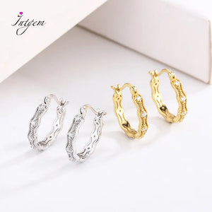 S925 Circle Earrings Hoop Women Fine Silver Jewelry
