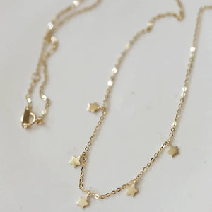 S925 Star Choker Necklace 14K Plated Chains for Women
