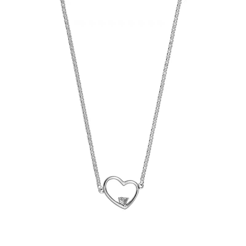 S925 Sterling Silver Classic Love Necklace Heart Shape