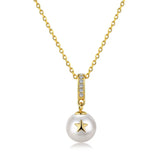 S925 Silver Freshwater Pearl Necklace Star Collar Chain