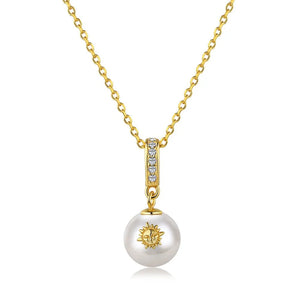 S925 Sterling Silver Freshwater Pearl Necklace Sun Pattern Jewelry