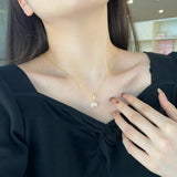 S925 Sterling Silver Freshwater Pearl Necklace Sun Pattern Jewelry